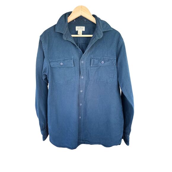 L.L Bean Vintage Men's 100% Cotton Navy Button Down Shirt - Picture 1 of 5